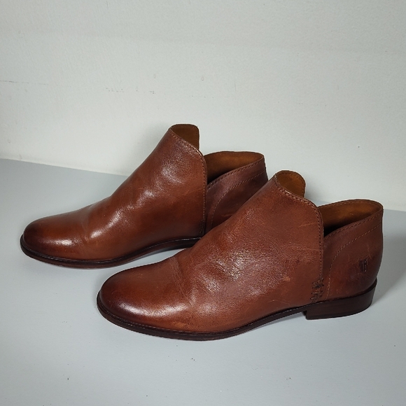 Frye Elyssa Leather Booties in Cognac 8.5 - Picture 2 of 15